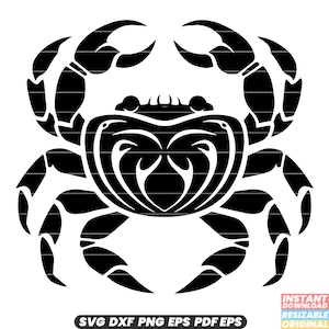 Crab Marine Seafood Shellfish Crustacean Ocean Aquatic Claw Delicious Cuisine Sea Creature Coastal Beach Wildlife SVG DXF PNG Cut File