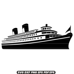 Grande navio de balsa navio transporte marítimo passageiro carga viagem cruzeiro oceano SVG DXF arquivo de corte PNG download instantâneo digital
