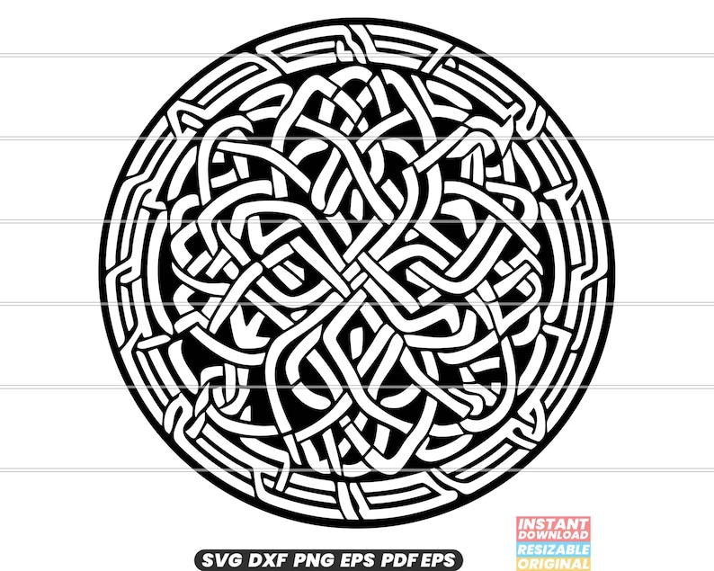 Circle Celtic Knot Pattern SVG DXF PNG Cut File Clipart Instant ...