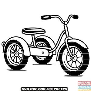 Tricycle Three-Wheeler Bike Cycle Pedal Ride Children Toy SVG DXF PNG Cut File Digital Instant Download