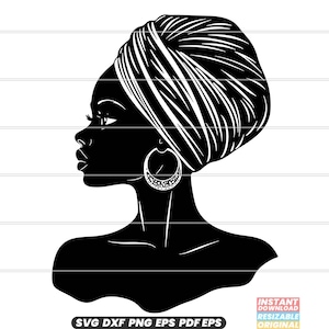 Donna africana Svg, Donna africana Dxf, Donna africana Png, Donna africana File di taglio, Donna africana Clipart, Donna africana File