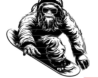 ビッグフット スノーボード SVG - イエティ スノーボード イラスト