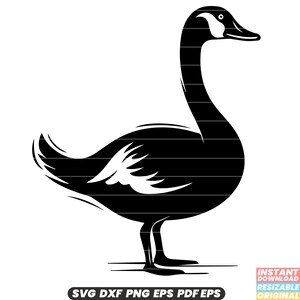 Oie oiseau sauvagine faune plumes Nature lac étang SVG DXF PNG coupe fichier téléchargement immédiat