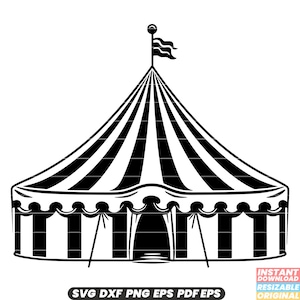 Circustent Big Top carnaval amusement show entertainment prestaties leuk festival gestreepte circus act clown acrobaat SVG DXF PNG-bestand knippen