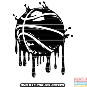 Ballon de basket-ball fondant dégoulinant - SVG, DXF, PNG, fichier de coupe et clipart pour scrapbooking, fabrication de cartes et plus encore - téléchargement immédiat