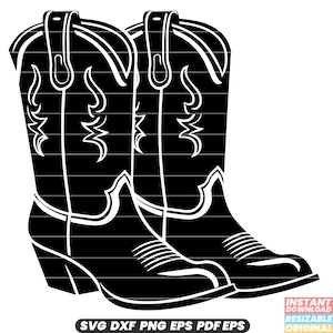 Bottes de cowboy en cuir chaussures western rodéo durable mode équitation Country Style extérieur SVG DXF PNG coupe fichier téléchargement immédiat