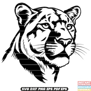 Mountain Lion Cougar Puma Panther Wildcat Predator Big Cat Wildlife SVG DXF PNG Cut File Digital Instant Download