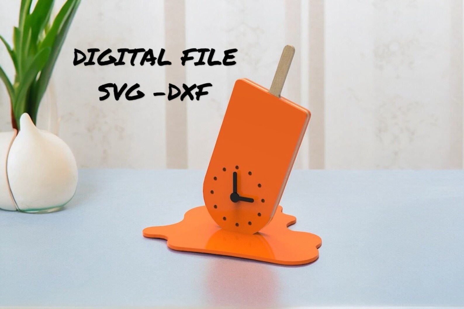 Ice Cream Clock in SVG - DXF Files, Decorative Clock for Laser Cutting ...