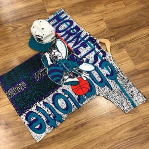 Charlotte Hornets Magic Johnson Single Stitch T Shirt XL Vintage 90s With Cap