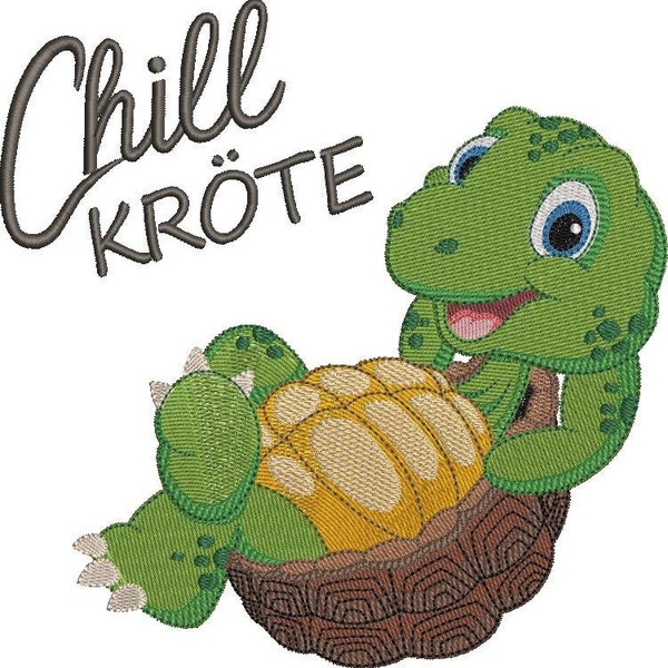 Chillkröte Stickdatei - Lustiges Motiv für Schildkröten Liebhaber - Stickdatei für Maschinenstickerei