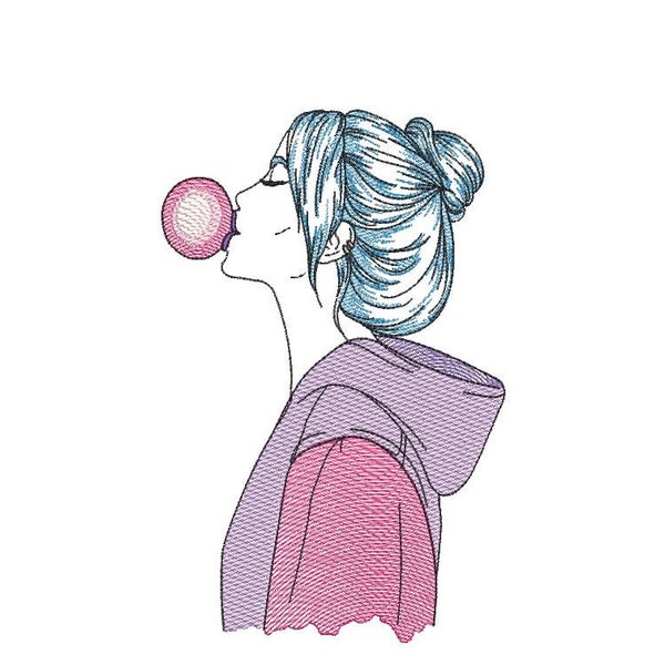 Bubblegum - Lady - fichier de broderie pour broderie machine