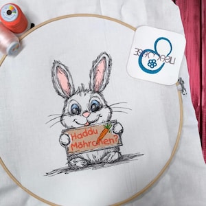 Haddu carrot? - Easter bunny - rabbit - Easter - embroidery file for machine embroidery