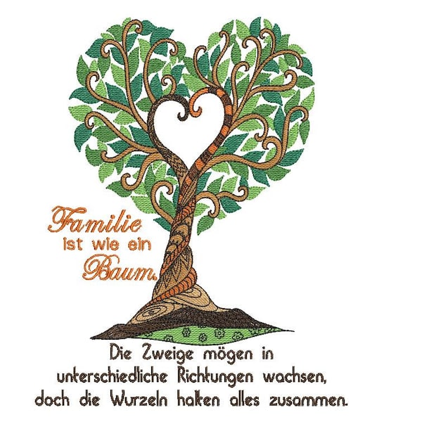 Heart tree - family is like a tree - 2 variants - embroidery files for machine embroidery