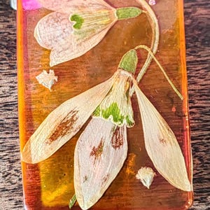 Real Baby&#39;s Breath Gypsophila and Snowdrop Necklace - Handmade Resin Pendant with Pressed Flowers Frozen Nature Timeless Jewelry Red Pink
