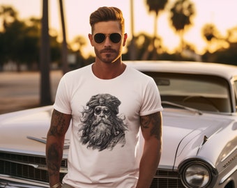 Pirate Captain Tshirt | Pirate Skull T-shirt With Sunglass | Pirate Shirt Men | Pirate Skull And Beard Short Sleeve Tee|Nautical Graphic Tee