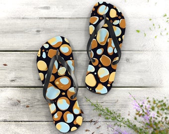 Oil Stain Design Summer Flip Flops | Trippy Thong Sandals | Women Flip Flops | Mens Flip Flops | Comfortable Beach Sandals | Casual Footwear