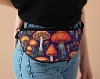 Mushrooms Design Fanny Pack / Bolsa de cintura de arte / Festival Bumbag / Fanny Pack para mujer / Bolsa de cinturón de viaje / Bolsa de cintura inspirada en el bosque /