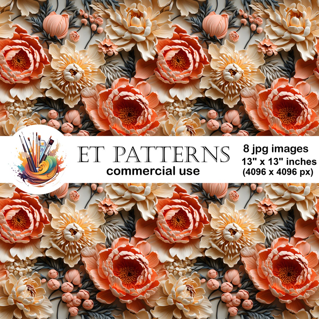 Vibrant Vintage Peony Embroidery Seamless Patterns Embroidered Floral ...
