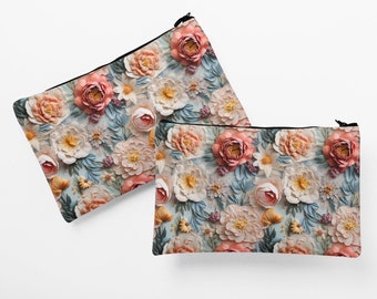 Flower Design Accessory Pouch, Pencil Pouch, Cute Makeup Bag, Personalized Pouch, Toiletries Pouch, Small Pouch, Perfect for all Gift!