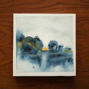 Original Watercolor Painting on wood