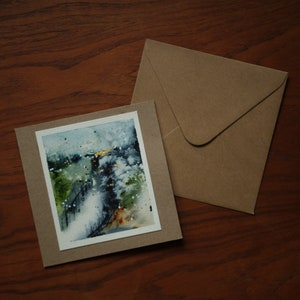 Originales abstraktes Aquarellbild als Grußkarte
