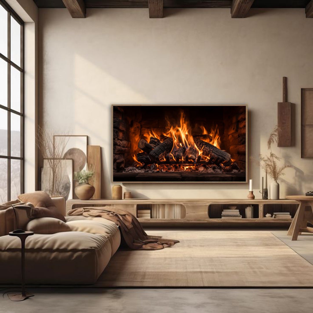 Cozy Fire Frame TV Art, Samsung Frame TV Art, Cozy Fire in Fireplace