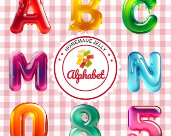 Jelly Delight Alphabet - 3D Melted Jelly Letters and Numbers Clipart