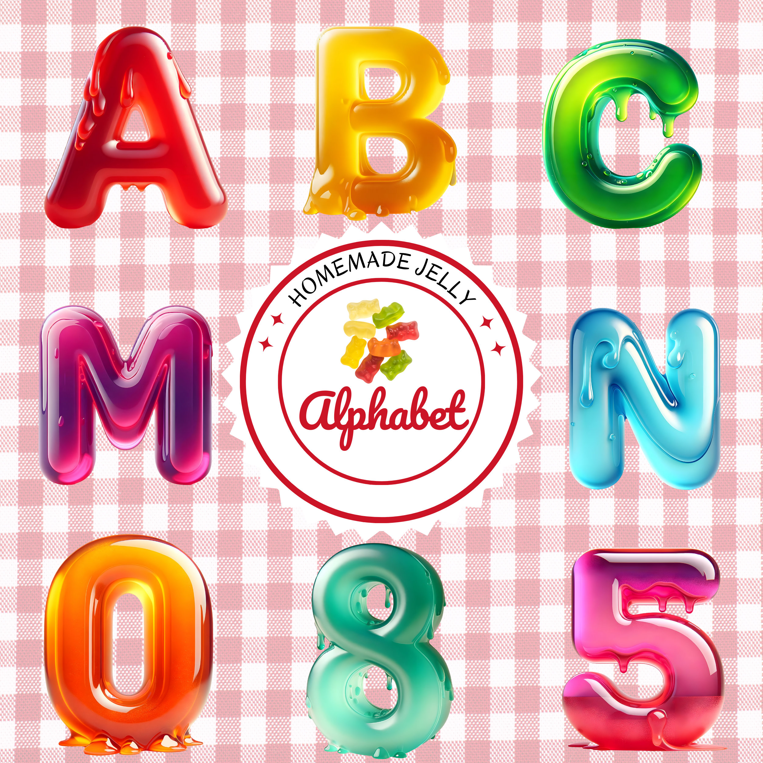 Jelly Delight Alphabet 3D Melted Jelly Letters and Numbers Clipart Etsy
