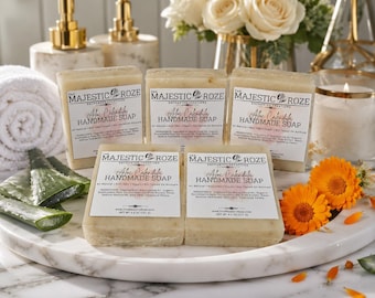 Aloe Calendula Handmade Soap | Vegan Soap Bar | Natural Aloe Vera Soap | Moisturizing Skincare | Calendula Petals | Artisan Soap