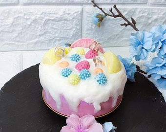 Strawberry Cake Candle | Gift for her |  Summer decoration |  Dessert candle  | unique birthday gift | Scented Cake Candle 300 gr