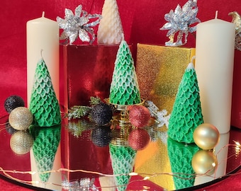 Tree Shaped Candle SET | Christmas Tree Gift Box | Decorative  Pillar | Vegan | X mas gift idea | Noel decoration