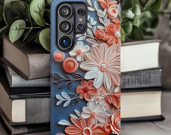 Funda para teléfono Wildflower con diseño botánico de papel filigranado, funda de lujo compatible con iPhone 12–17 y Samsung Galaxy S21-S26.