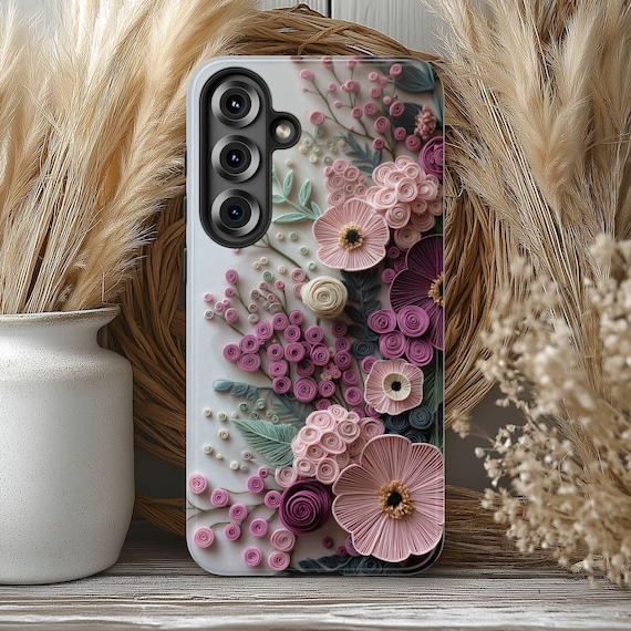 Floral Boho Minimalist Phone Case | Compatible with iPhone 12–17, Samsung Galaxy S21-S26