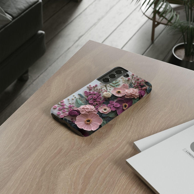 Funda para teléfono minimalista con estampado floral estilo boho / Compatible con iPhone 12–17, Samsung Galaxy S21-S26 imagen 4