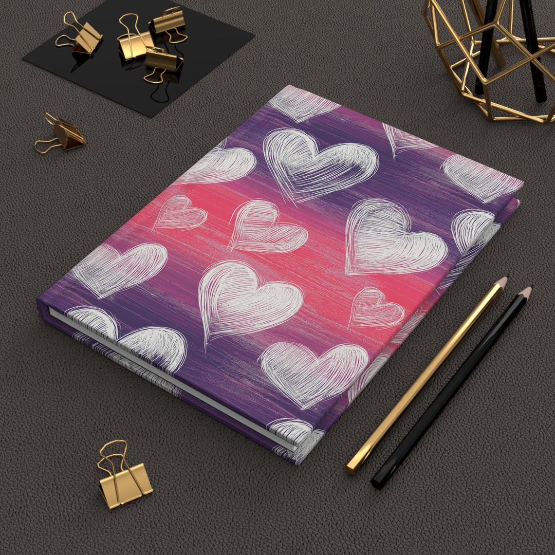 Whimsy Notebook Deco Whimsical Heart Pattern Notebook Cute Hardcover or Spiral Journal for ...