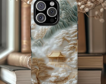 Asian Faux Jade Carving Tough Phone Case | 2D Print | Compatible with iPhone 12–17, Samsung Galaxy S21-S26