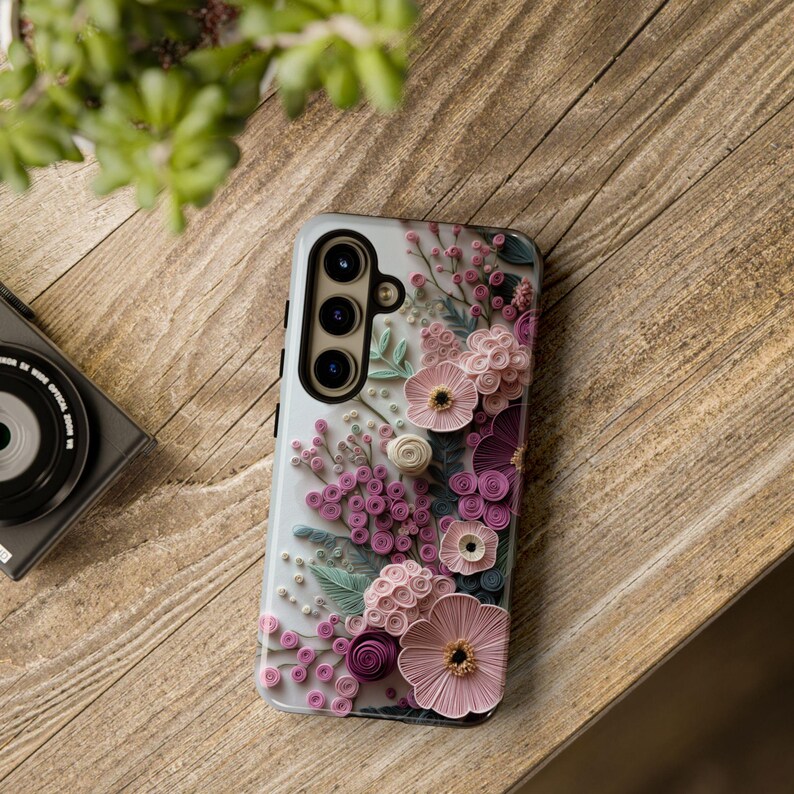 Funda para teléfono minimalista con estampado floral estilo boho / Compatible con iPhone 12–17, Samsung Galaxy S21-S26 imagen 2