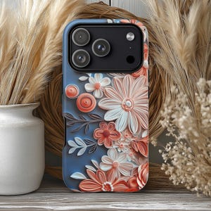 Wildflower Phone Case Botanical Quilled Paper Aesthetic Luxury Phone Case Compatible with iPhone 12–17, Samsung Galaxy S21-S26 immagine 3