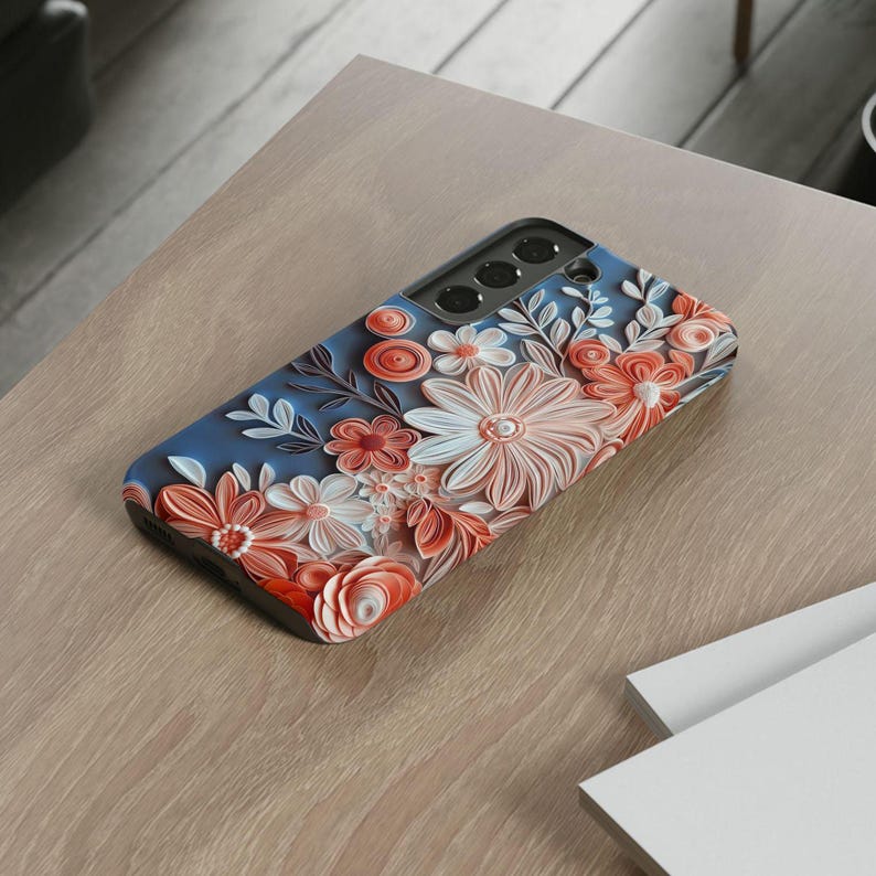 Wildflower Phone Case Botanical Quilled Paper Aesthetic Luxury Phone Case Compatible with iPhone 12–17, Samsung Galaxy S21-S26 immagine 2