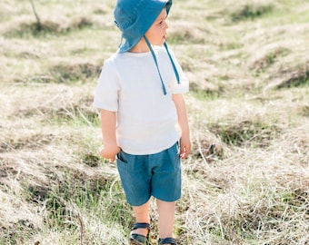 Linen shorts for kids, Vegan Fabric, Lightweight, pocket shorts, Spring Summer Style, Stonewashed Linen