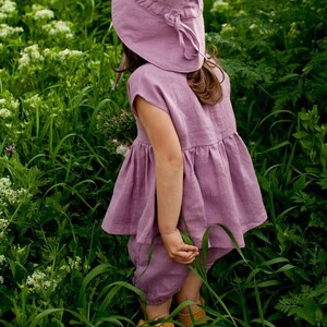 Girl's Linen Tunic, linen Tunic for kids, Vegan Fabric, Lightweight Summer Style, Stonewashed Linen image 2