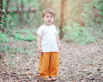 Linen long baggy trousers for kids, Vegan Fabric, Lightweight, pocket trousers, Spring Summer Style, Stonewashed Linen