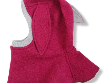 Cagoule d'hiver, bonnet en laine bouillie, bonnet d'hiver oreilles de lapin, bonnet d'extérieur pour tout-petits, bonnet en laine pour enfants, orchidée