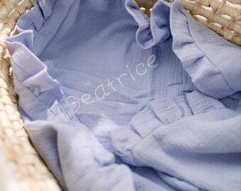 Cotton Gauze Baby Blanket, Personalized Muslin Blanket with Embroidered Name, Handmade, Soft & Breathable Newborn Baby Blanket