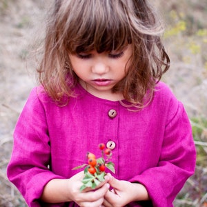 Girl&#39;s Linen Dress, Long sleeve girl&#39;s dress, Easter Dress with pockets, Toddler linen dress, Vintage linen Girl&#39;s Dress