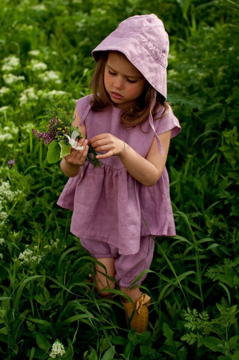 Girl's Linen Tunic, linen Tunic for kids, Vegan Fabric, Lightweight Summer Style, Stonewashed Linen image 1