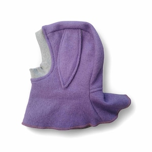 Winter Balaclava Hat, Boiled wool hat, Bunny Ears Winter hat, Outdoor Toddler Baby Hat, Wool Hat for kids, Lavander