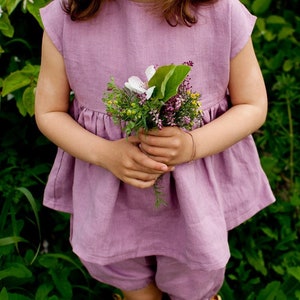 Girl's Linen Tunic, linen Tunic for kids, Vegan Fabric, Lightweight Summer Style, Stonewashed Linen image 3