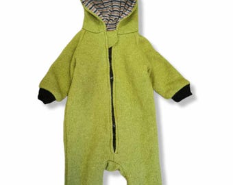 Kids Overalls 3M-4Ym Warm Wool Toddler Overall With Bear Ears Hood, Onepiece Unisex Zip Up Coverall, Baby Snowsuit Fully Lined, Pram Suit