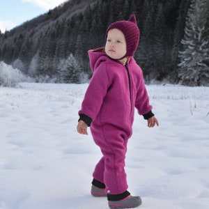 Kids Overalls Bunting Warm Wool Toddler Overall With Hood, One piece Unisex Zip Up Coverall, Baby Snowsuit Fully Lined, Pram Suit